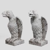 CONTEMPORARY SCHOOL SCULPTURAL EAGLES, A PAIR.