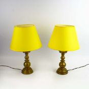PAIR OF ITALIAN MID 20th CENTURY BRASS CANDLESTICK TABLE LAMPS.