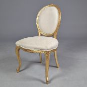 ATTRIBUTED TO LA MAISON LONDON LOUIS XV STYLE GILT CHAIR.