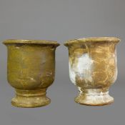FIRED CLAY PLANTERS, A PAIR.