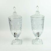 PAIR OF CUT GLASS DRINKS DISPENSERS.