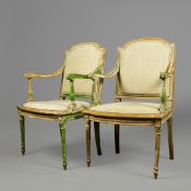 PAIR OF LOUIS XVI STYLE BEECHWOOD FAUTEUILS (2).