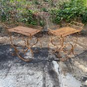 PAIR OF TROLLEY PLANT POT STANDS.