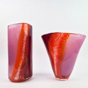 TWO LITHUANIAN GLASS NUVO ART GLASS VASES.