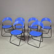 SET OF SIX 1980s ITALIAN POSTMODERN STUDIO GP FOLDING DINING CHAIRS.