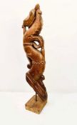 ORIENTAL CARVED WOOD ABSTRACT SCULPTURE.