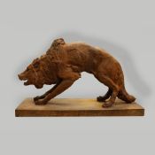 SCULPTURAL PROWLING WOLF.