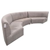 CURVED SECTIONAL SOFAS, A PAIR.