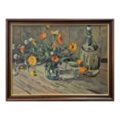 YURI ZHDANOV (1925-1986). STILL LIFE WITH POT MARIGOLD 1965.