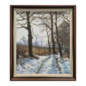 DAVID SMITH (BRITISH B. 1949). WINTER LANSCAPE, KENT. (d)