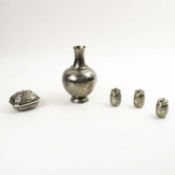 A COLLECTION OF INDIAN WHITE METAL WARE.