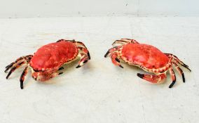 PAIR OF CAST METAL CRAB CASKETS.