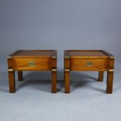 PAIR OF CAMPAIGN STYLE LAMP TABLES (2).