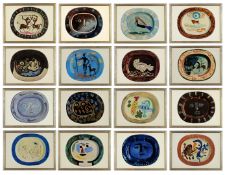 PABLO PICASSO. A SET OF SIXTEEN QUADRICHROME PRINTS AFTER THE CERAMIC PLATES BY PICASSO.