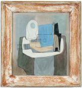PABLO PICASSO. CHITARRA BOTTIGLIA E FRUTTIERA. (d)