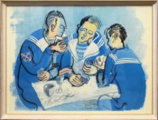RAOUL DUFY. TROIS MARINS À LA TABLE (THREE SAILORS AT THE TABLE).