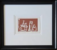 PABLO PICASSO (1881-1973). CAVALIER ON HORSEBACK, HIS VALET, LA CELESTINE AND NUDE (NEW YEARS CARD F
