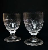 A LARGE PAIR OF GEORGIAN BLAZE CUT GLASSES. (2).
