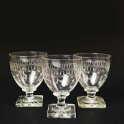 18TH CENTURY ETCHED GLASS RUMMERS (3).