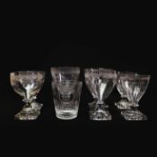 A COLLECTION OF EIGHT 18TH/19TH CENTURY INITIALLED ETCHED GLASSES. (8).