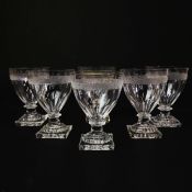 A SET OF SIX GEORGIAN LEMON-SQUEEZER FOOTED RUMMERS. (6).