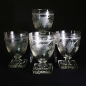 18TH CENTURY ETCHED GLASS RUMMERS (4).