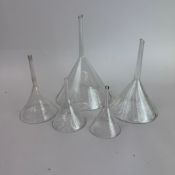 18TH CENTURY GLASS WINE FUNNELS (5).