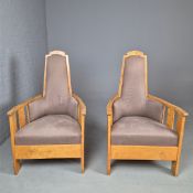 PAIR OF 1920s ART DECO SWEDISH GRACE BIRCH ARMCHAIRS.