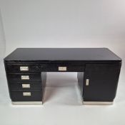 EARLY 20th CENTURY VIENNESE SECESSIONIST EBONISED DESK.