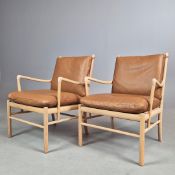 ATTRIBUTED TO CARL HANSEN & SON COLONIAL CHAIRS, A PAIR.