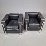 CASSINA LC2 CHAIRS, A PAIR.