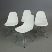 VITRA DSR CHAIRS, A SET OF 4 IN WHITE.