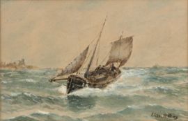Charles Napier Hemy (1851-1917) Fishing vessel at sea, signed, watercolour, 17 x 26.5cm From a