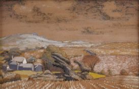 English school (20th century) Cornish landscape, pen, ink and watercolour heightened with white,