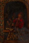 19th century Naive school after Gerrit Dou The Violin Player, oil on copper, 21 x 14.5cm; and Circle
