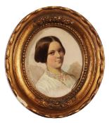 19TH CENTURY ENGLISH SCHOOL Head and shoulders portrait of a young lady, oil on board, 14 x 11cm