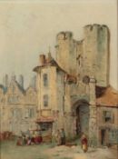 Lewis John Wood (1813-1901) A city gate, signed, oil on canvas, 37 x 28cm