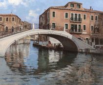 Juan Lluna Lerma (1933-2019) 'Pliente, Venecia', signed, inscribed with title verso, oil on panel,