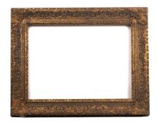 A 19th century gilt and gesso frame in Louis XV style, the border decorated in shallow relief with