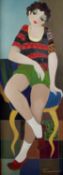 Isaac Tarkay (1935-2012) Girl in Striped Top signed (lower right) oil on canvas 102 x 37cm.