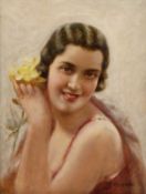 R*H* Campbell A tender moment, signed, oil on board, 34 x 26cm