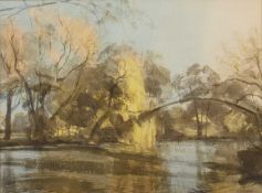 John Newberry (b.1934) 'Bridge, University Parks II, signed, watercolour, 20 x 27cm; and three