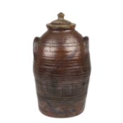 Rupert Spira (b.1960) Large tenmoku and iron pot and cover unmarked 60cm high approx overall.
