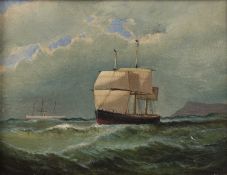 English school (19th century) Ship in stormy waters, and companion, a pair, oil on canvas, 16.5 x