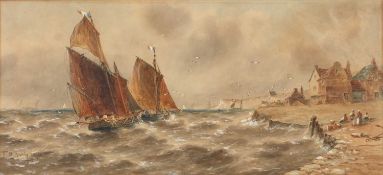 Follower of Thomas Bush Hardy (1842-1897) Fishing smacks off the coast, bears signature,
