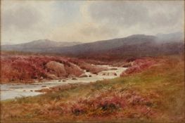 Charles Edward Brittan II (1870-1949) Moorland scene, signed, a pair, watercolour, 15 x 22.5cm (2)