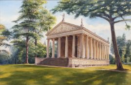 Brian Crosby (20th century) A classical temple, signed, watercolour, 42 x 64.5cm