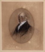 English school (19th century) Bust length portrait of a gentleman wearing black jacket, indistinctly