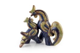 Marianne Stark (1938-2007) for Michael Andersen & Son of Denmark Rooster and Hen pottery, with