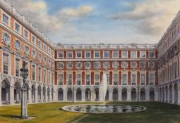 Brian Crosby (20th century) Hampton Court Palace, Fountains Court, No. 2, signed, watercolour, 41